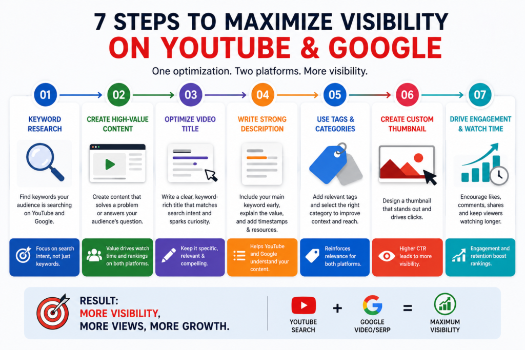 7 steps to maximize visibility on YouTube and Google