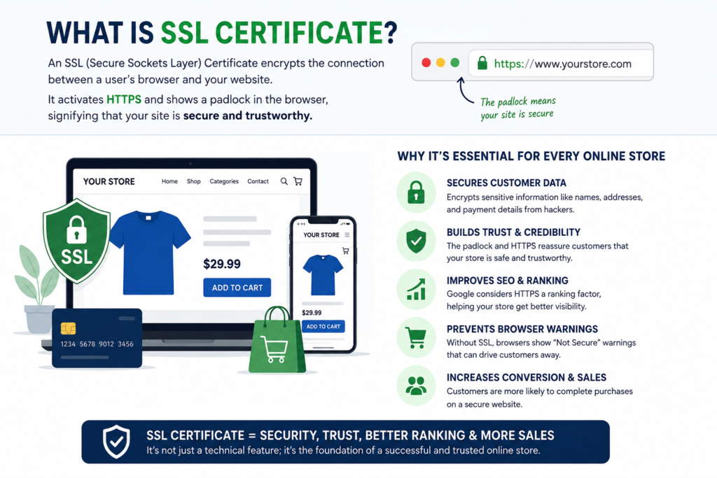 what an SSL certificate is and why it's essential for every online store