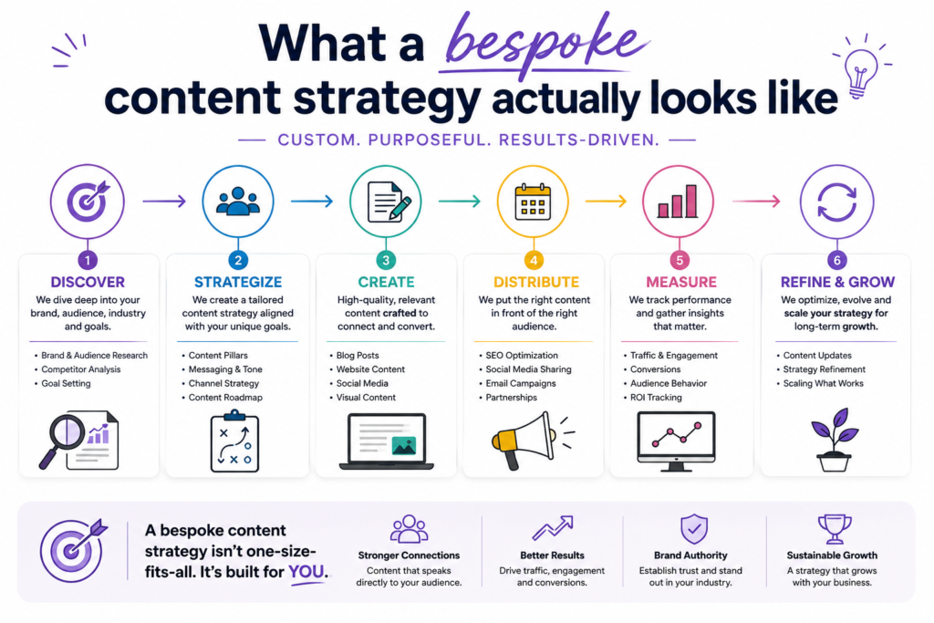 Bespoke content strategy workflow infographic.