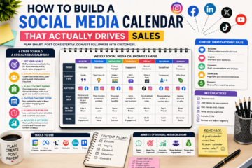 If showing a digital calendar: "A digital social media content calendar grid showing planned posts, color-coded by campaign."