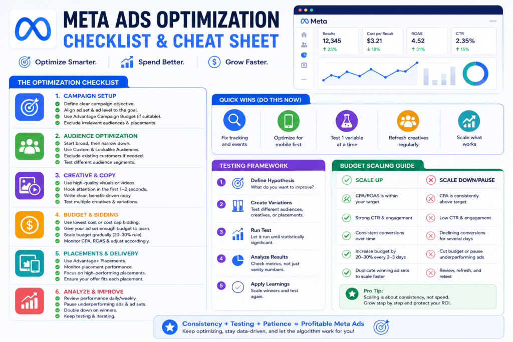 Meta Ads Optimization Checklist & Cheat Sheet