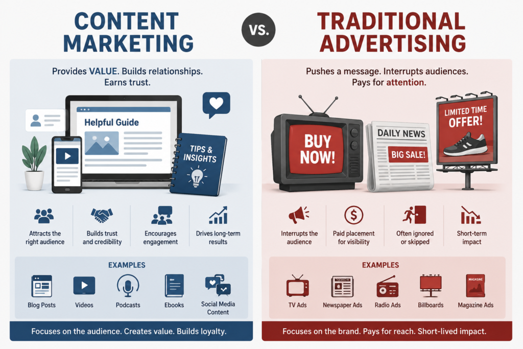 Contnet Marketing vs. Traditional Advertising.