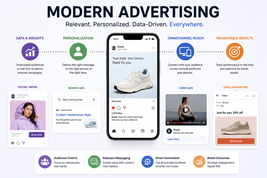 Modern advertising across digital content platforms.