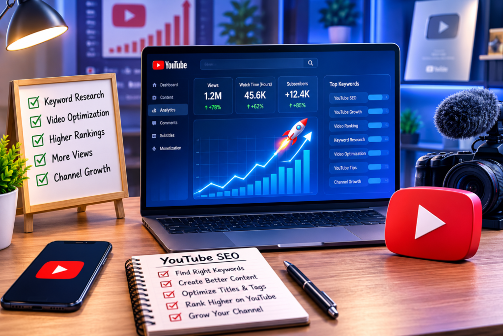 Our YouTube SEO services improve video rankings and channel growth