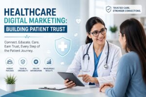 Doctor consulting a patient, illustrating healthcare digital marketing and building patient trust