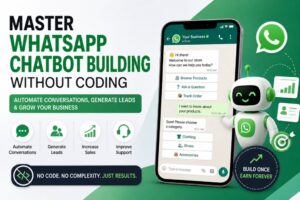 WhatsApp chatbot building without coding using automation to generate leads, improve customer support, and increase sales.
