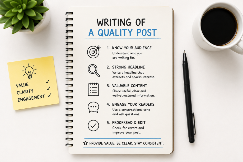 Writing tips for a quality post.