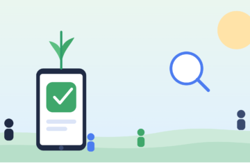 Illustration showing organic app download growth with a plant sprouting from a mobile app icon
