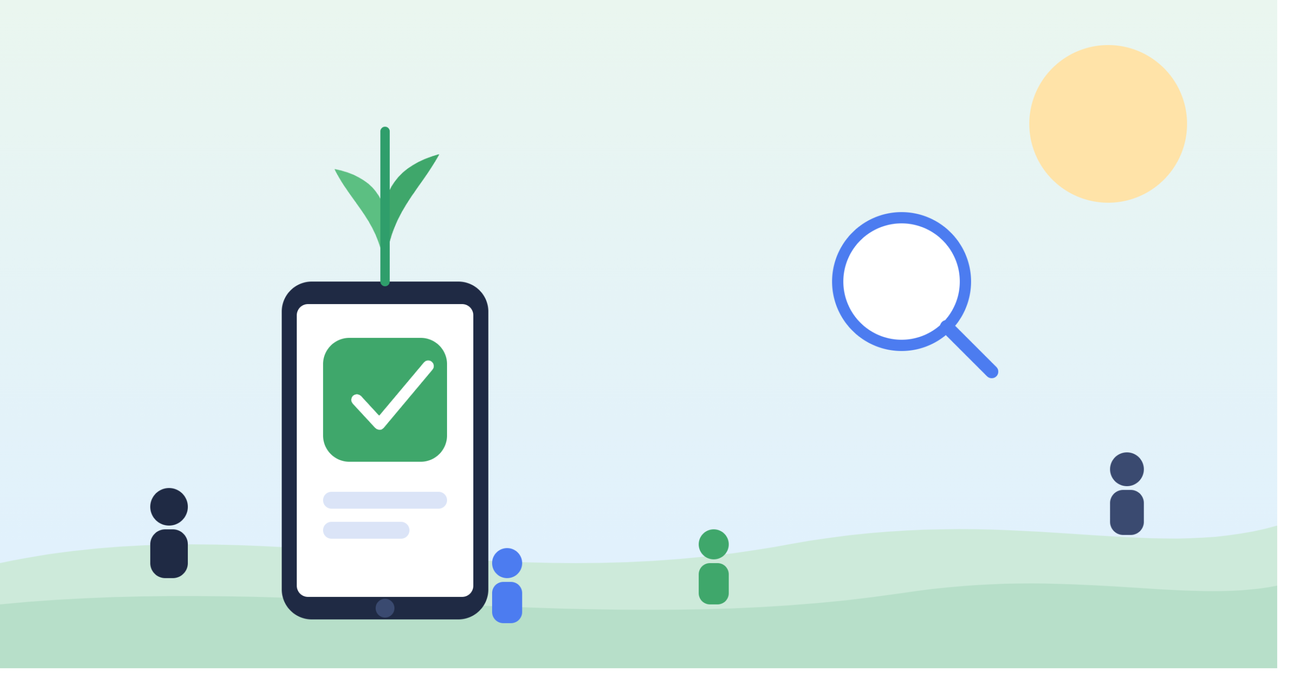 Illustration showing organic app download growth with a plant sprouting from a mobile app icon